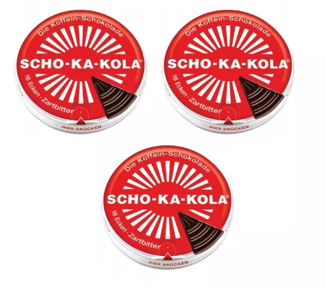 3x German Energy Dark Chocolate SCHO-KA-KOLA Koffein Cola Nut 100g Dose