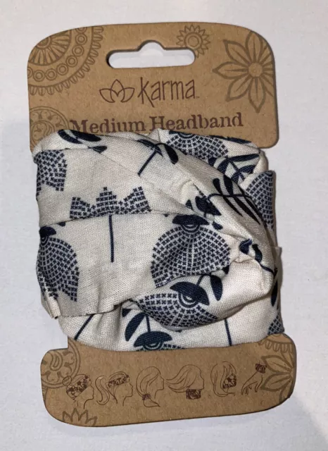 BLACK TULIP Medium Headband Black Cream by Karma Gifts Boho NWT!