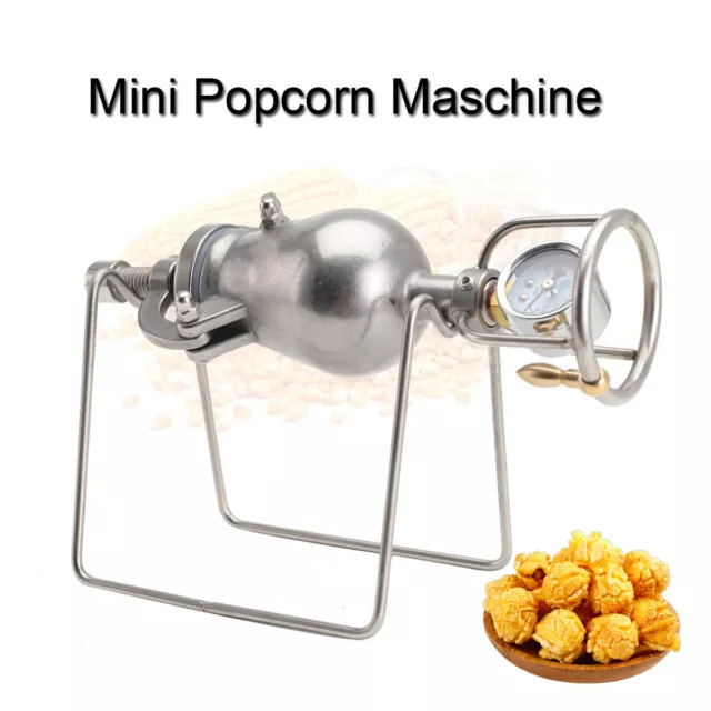 100ml Mini Popcorn Maschine Handkurbel Gasheizung Langsamer Schub mit Manometer