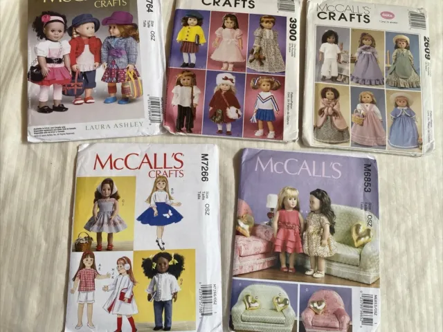 Lot of 5 McCall's Crafts American Girl  18" Doll Clothes Patterns New Uncut FF