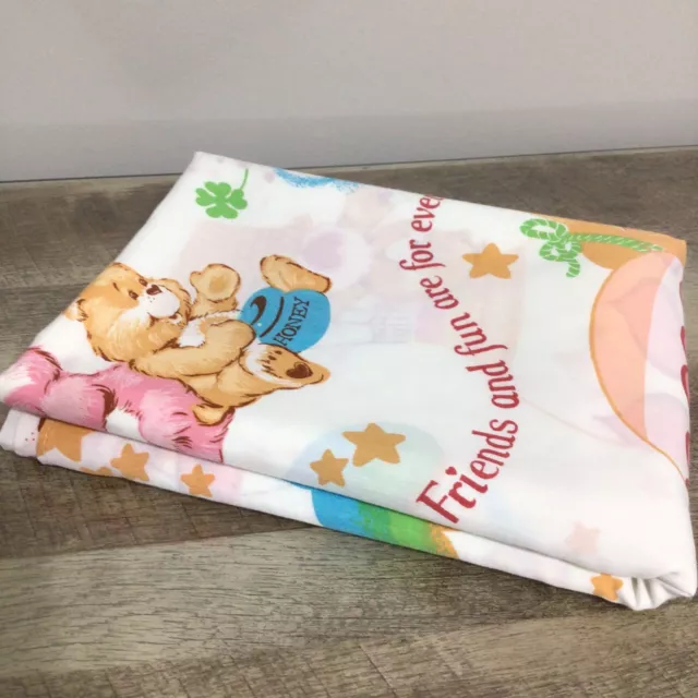 Care Bears Vintage (1) Twin Flat Sheet Rainbow Star Kite American Greetings