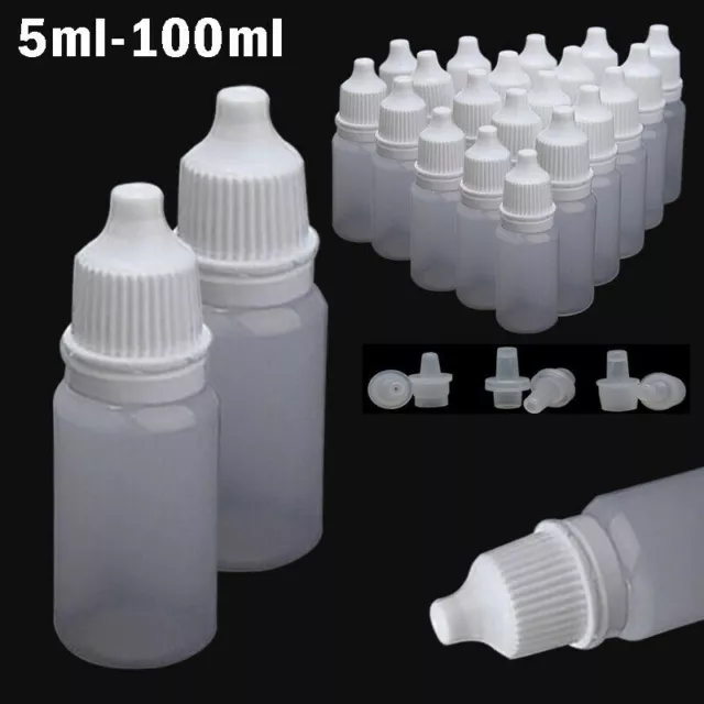 Squeezable Liquid Dropper Bottles Plastic Drops Bottle With Funnel 5-100ML