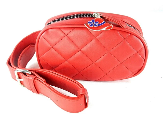 Red Hat Fanny Pack Waist Belt Bag Quilted Charm Zipper Close Society Ladies