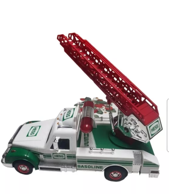 Vintage Hess 1994 Ladder RESCUE Truck Flashing Lights Flashers White & Green Toy