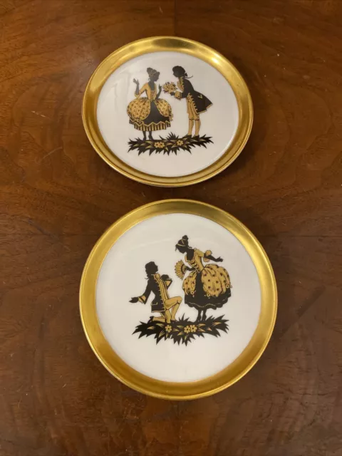 Set Of 2 Vintage Forstenberg West-Germany Gold Trim Minuet  Porcelain Plates