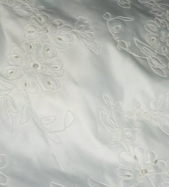 Bridal uncut YARDS Beautiful Faux Pearl Beaded Embroidered Satin 7 yards BRIDAL