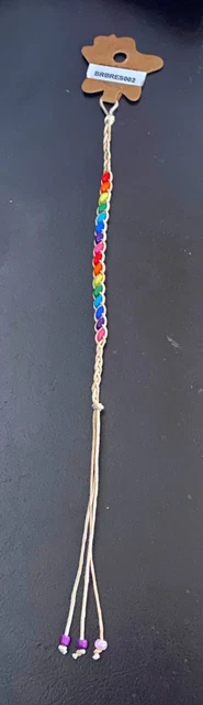 Bracelet Brésilien En Fil De Cire Tressé, Avec Perles Et Charme Blanc, Neuf