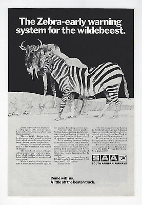 1970 SAA South African Airways Come With Us A Little Off Beaten Track Print Ad