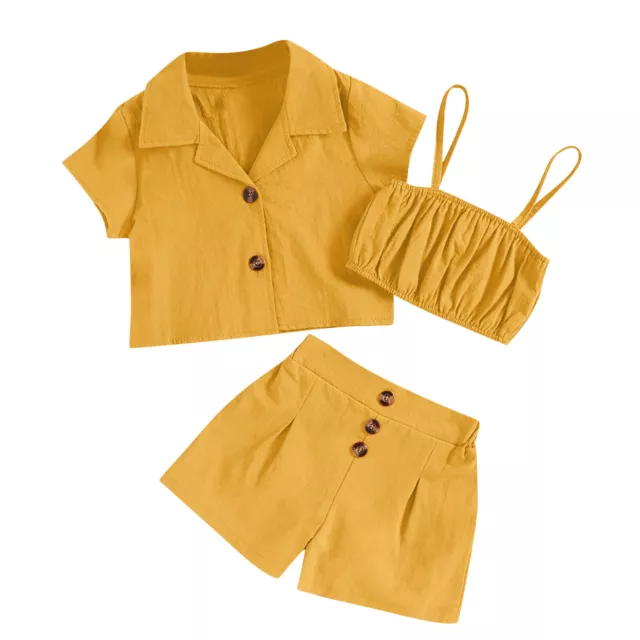 Kids Toddler Baby Girls Spring Summer Solid Cotton Short Sleeve Shirts 6 Set 3