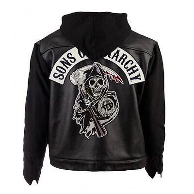 Soa Sons of Anarchy in Pelle Giacca Con Cappuccio | SOA Giacca Con Cappuccio Da Motociclista Highway Gang