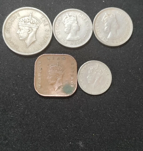 Malaysia 5 Coin Set 1943-1950. Set Includes 20 Cent, 10 Cent (2), 5 Cent, 1 Cent