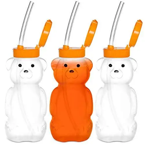 Special Supplies Juice Bear Bottle Drinking Cup with Long Straws, 3 Pack,...
