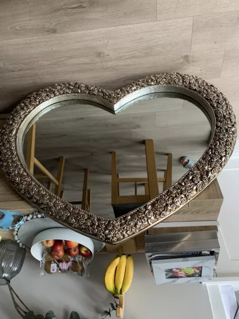 Large Heart Mirror Heart Shape Silver Wall Mirror Antique Style Heart Mirror