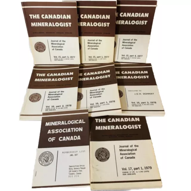 Vintage Canadian Mineralogist Journals Books Lot Of 8 Minerals 1977 1978 1979