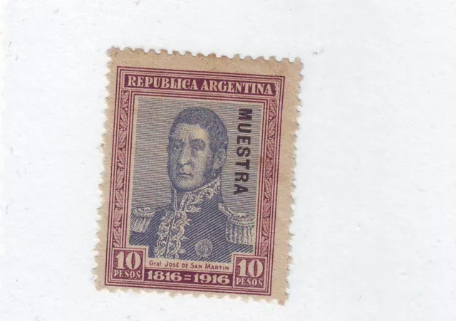 Argentina SPECIMEN  1916 G Jose San Martin MNH 10 PESOS MUESTRA SPECIMEN RARE