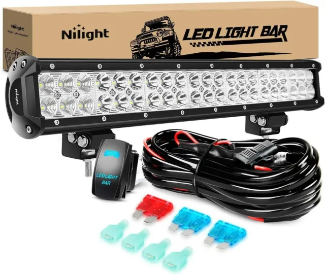 Nilight LED Light Bar 20Inch 126W Spot Flood Combo Led Off Road Lights 12V 5Pin