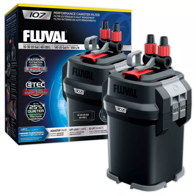 Fluval 107 externer Stromfilter enthält Medien Aquarium Fischtank ersetzt 106