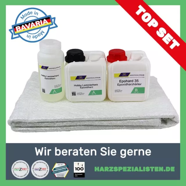 TOP SET: 2,25 kg Laminierharz EPOXID Harz inkl. Härter + 5 m² Gfk 300 g/m² EP