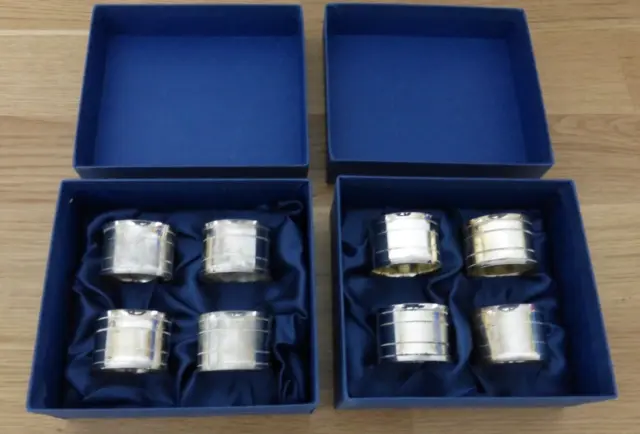 Set of 8 Silver Plated Napkin Rings, Debenhams Classics Made in Sheffield, Boxed