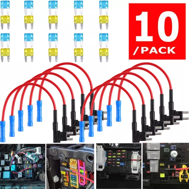 30Pcs Fuse TAP ADAPTER KIT 12V 15 Amp 20Amp Car Add-a-circuit Mini ATM APM Blade