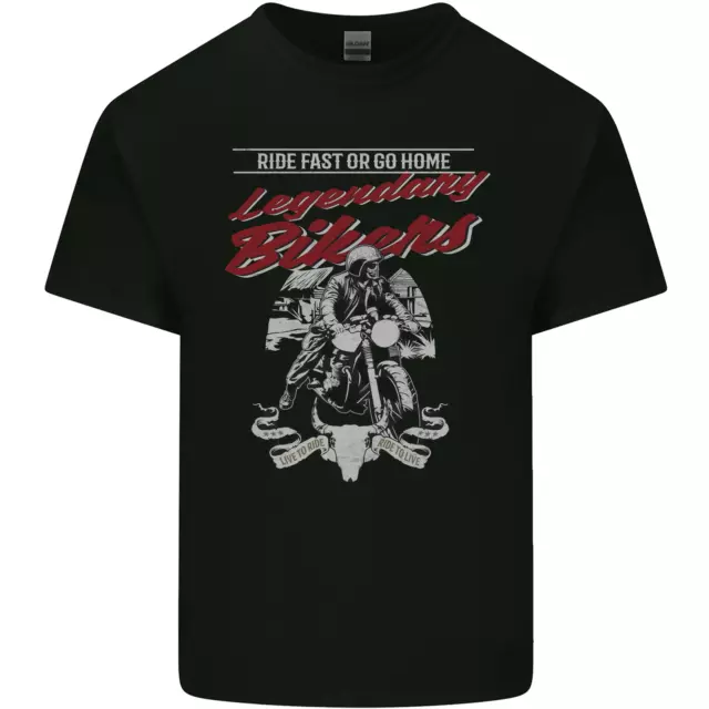 Legendary Bikers Skull Motorcycle Motorbike Kids T-Shirt Childrens