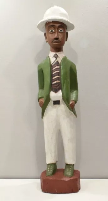African Wood Colonial Statue West Africa