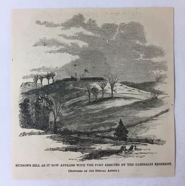 1861 magazine engraving~ MUNSON'S HILL / GENERAL DAVID HUNTER