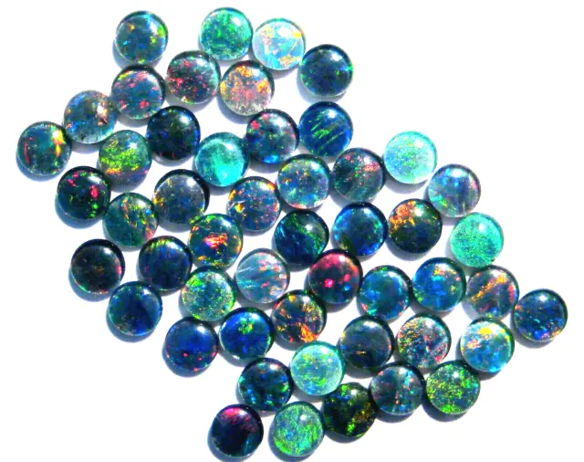 50 Natural Australian Opal Triplets 5mm rounds pretty multicolours (2069)