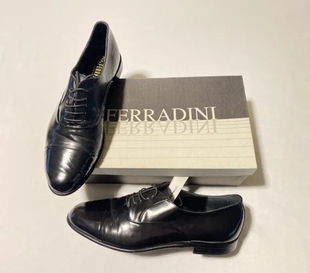 FERRADINI AIDA CAP Toe Patent Oxford Black Men Dress Shoes 12M Hand ...