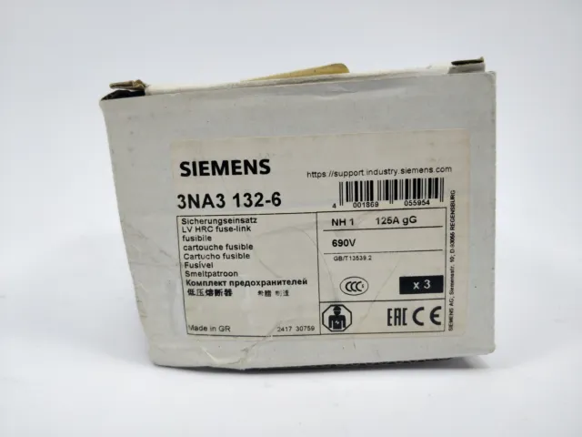Siemens 3NA3132-6 LV Hrc Fusible Élément, NH1 7