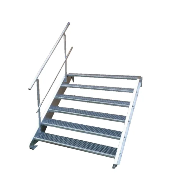 Stahltreppe 6 Stufen-Breite 110cm Variable-Höhe 90-120cm mit einseit. Geländer
