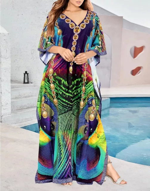 LA LEELA Women's Loungewear African Beach Maxi Plus Size Kaftan Ethnic Print Cas 2