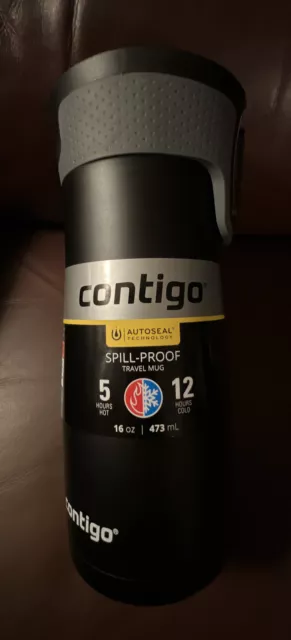New Contigo Spill-Proof Travel Mug West Loop, Stainless Steel Matte Black 16-oz.