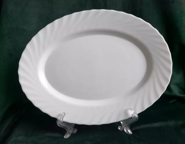 Vintage Arcopal White Glass Serving Platter / Oval Plate  White / Milk Glass