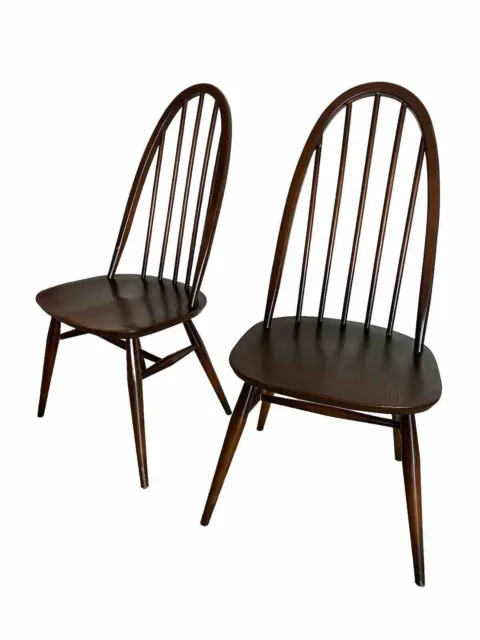 2 Ercol Windsor Quaker Bow Back Dining Chairs With Original Cushions