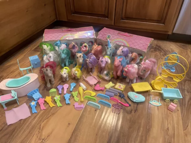 Vintage My Little Pony G1 Hasbro 80s Lot Cases Brush Accessories Nursery So Soft