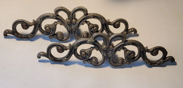 Antique Vintage Pair Curtain / Drapery Accent Holder Ornate Metal*Clamps To Rod*