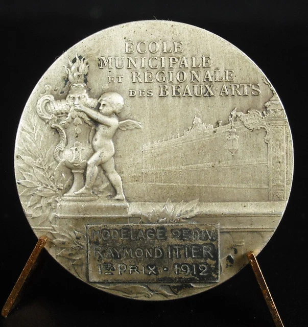Médaille argent allégorie de la ville de Nancy Beaux-arts à Raymond Itier 1912