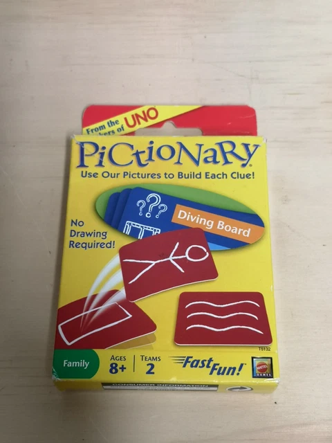 MATTEL GAMES PICTIONARY Card Game~2 Sets of Clues for Adult & Kids £4. ...
