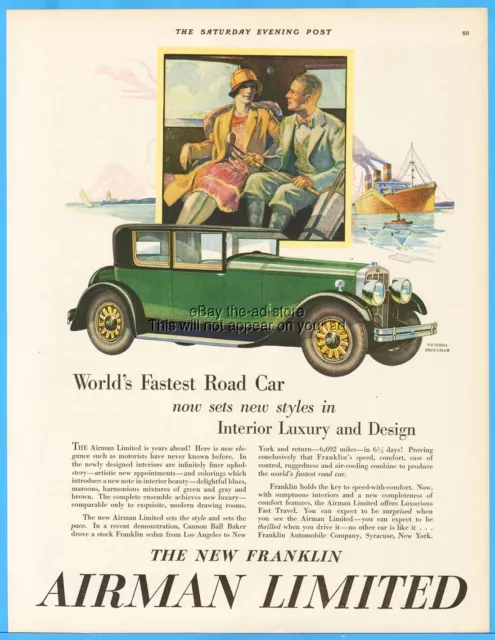 1928 Franklin Airman Limited Victoria Brougham Print Ad 20s Motor Car Art Deco