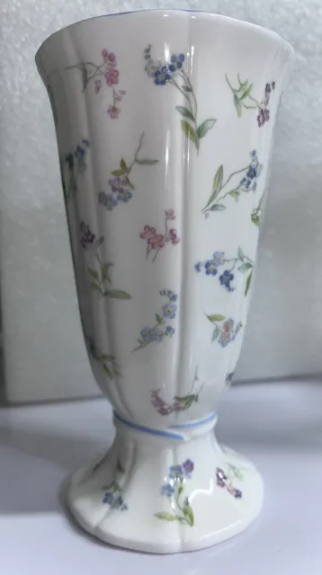Royal Worcester Vase Footed Floral Panel 6"in Forget Me Not 3" Dia Pretty