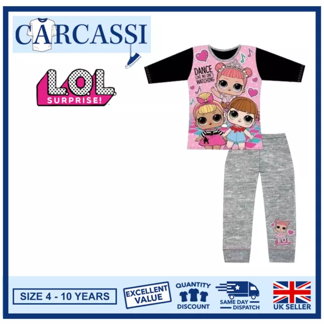 Girls Pyjamas LOL Surprise Childrens Kids Pink Black Grey PJs Age 4-10 Years
