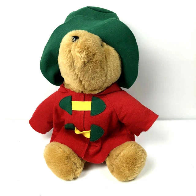 PADDINGTON BEAR STUFFED Animal Plush Red Coat Green Hat Sears VTG £20.