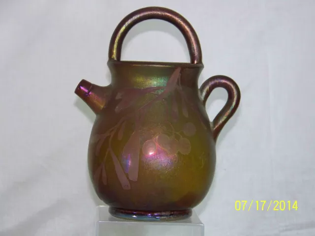 Jean Barol French Antique Art Pottery Iridescent Lustre Vase/Pitcher