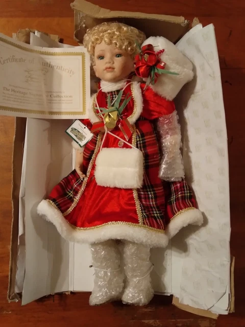 Vtg Hand Painted Heritage Christmas Porcelain Doll-Molly: Item Number 19796,Xmas