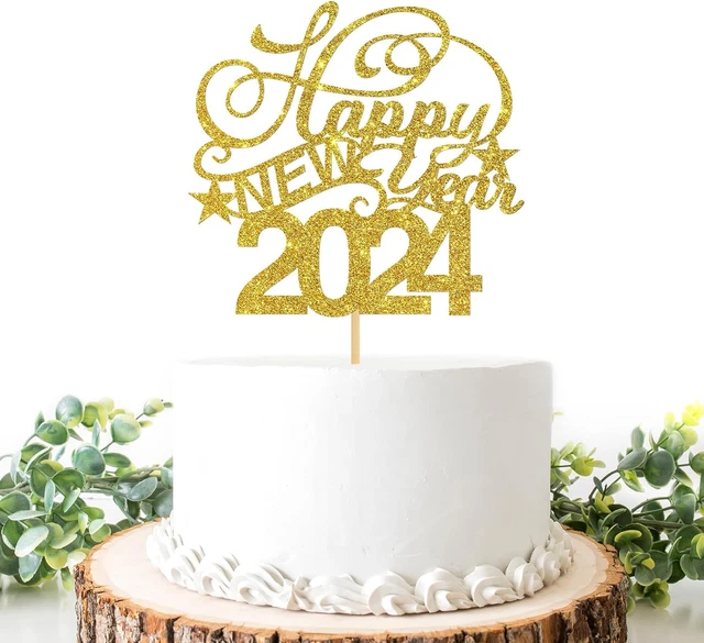 HAPPY NEW YEAR 2024 Cake Topper, Hello 2024 Theme New Year Party