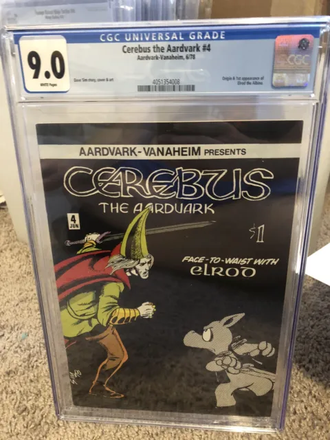 1978 CEREBUS THE AARDVARK #4 - 1st App. ELROD - CGC 9.0 WHITE PAGES