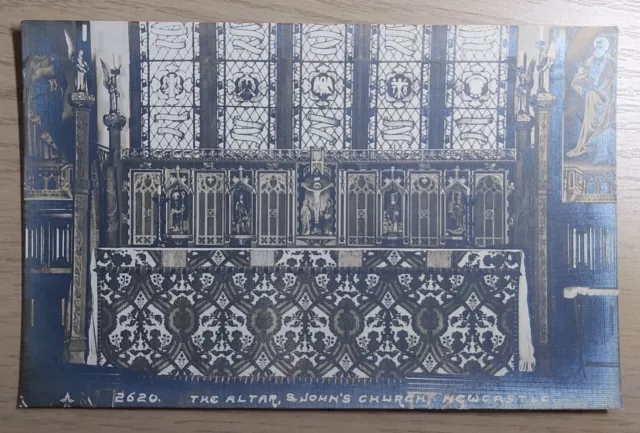 Real Photo Postcard: Altar, St John the Baptist Church, Newcastle Upon Tyne