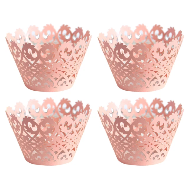 50 piezas envolturas huecas para cupcakes pastel vaso de cartón bonito revestimiento de encaje