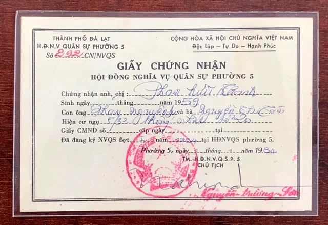 [478651] Vietnam Certificate of military service during the Subsidy period